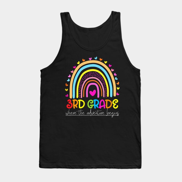 Rainbow 3rd Grade Where The Adventure Begins Tank Top by Red and Black Floral